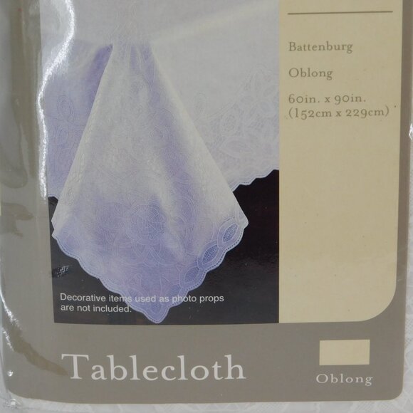 Home Trends Vinyl Tablecloth Battenburg Oblong 60" wide 90" long Rectangle - Picture 3 of 7